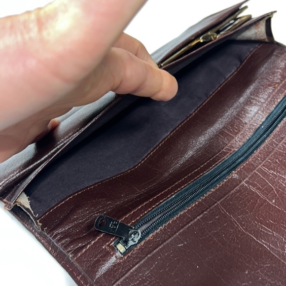 Vintage Beaded and Leather Long Clutch Bag Wallet - Picture 11 of 15